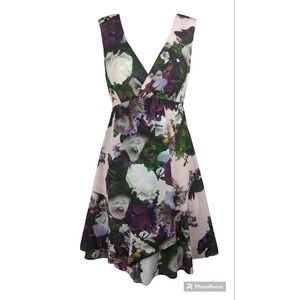 Nanette Lepore Purple Floral Babydoll Dress Empire Waist S 4